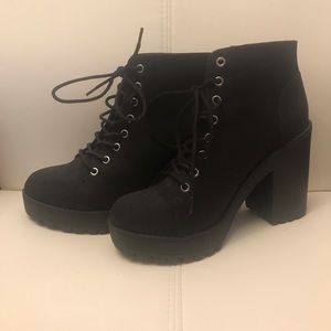 Divided Black Platform Heel Boots